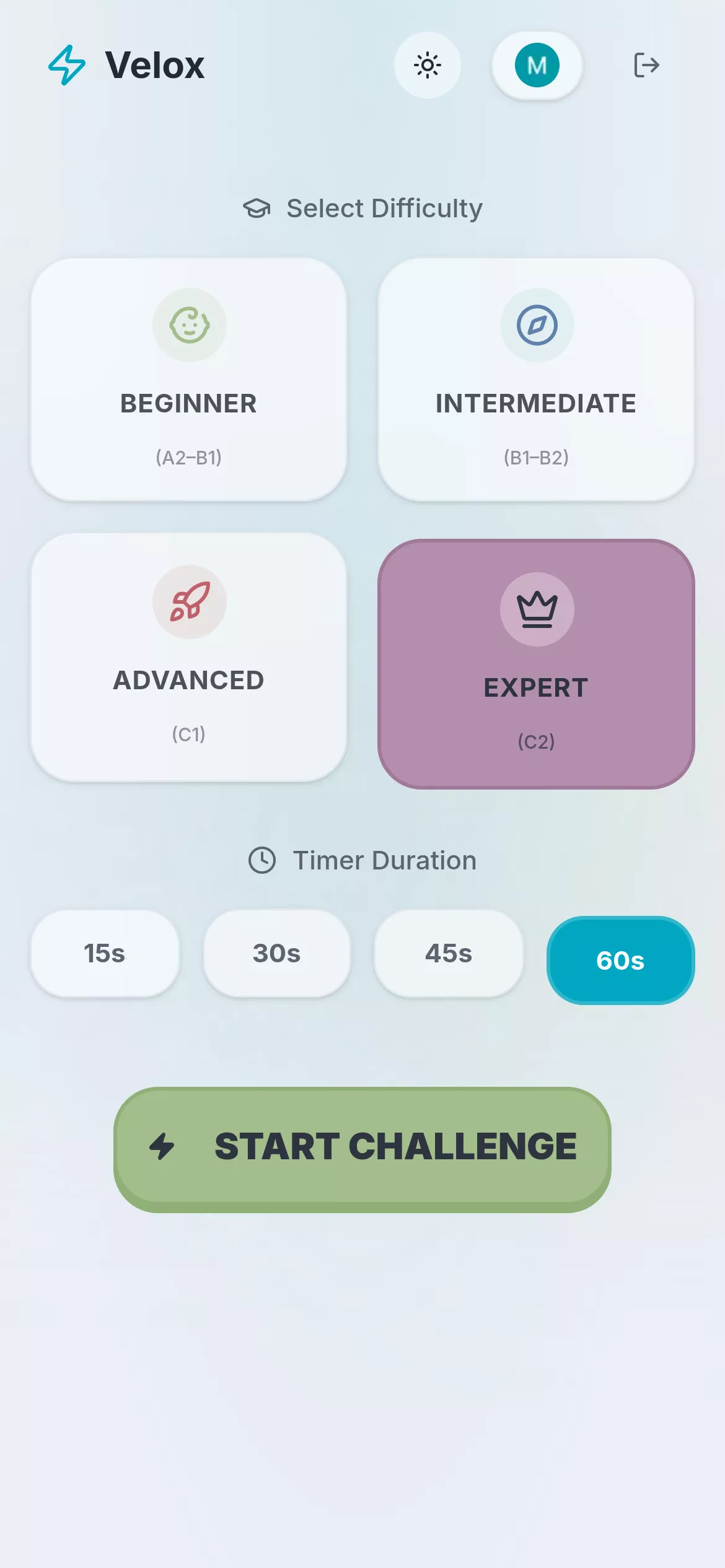 Velox Mobile Light Mode